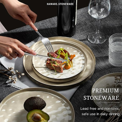 HaWare Dinnerware Sets, 6-Piece Plates and Bowls Set, Stoneware Dish Set - Image 4