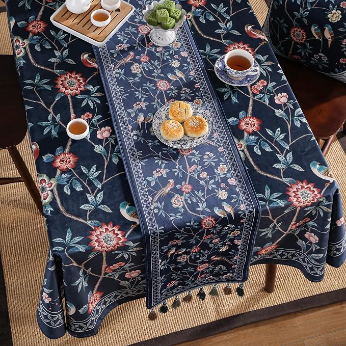 Patdrea Designer Vintage French Velvet Table Runner, Thanksgiving Dining Table - Image 8