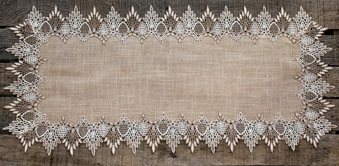 LINENS ART AND THINGS Lace Table Runner Neutral Earth Tones Dresser Scarf - Image 7