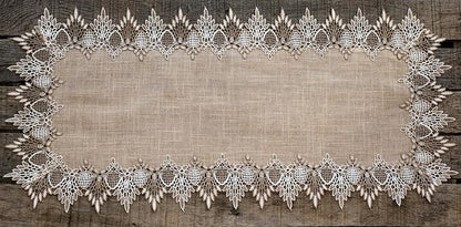LINENS ART AND THINGS Lace Table Runner Neutral Earth Tones Dresser Scarf - Image 7