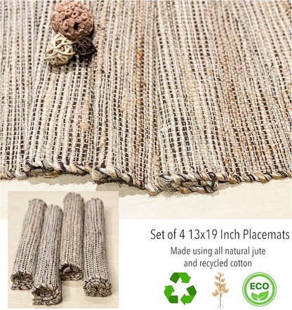 Natural Jute & Brown Placemats, 13x19 Inch Dining Table Placemats - Image 8