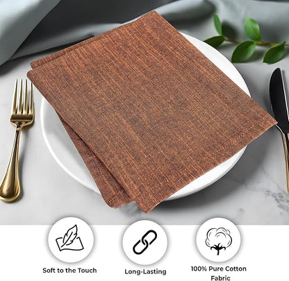 Urban Villa Cloth Napkins Set of 12 20x20 Inches 100% Cotton Napkins Cloth Washable Soft Durable Reusable Absorbent Table Dinner Napkins Cloth for Hotel Lunch Restaurant Weddings Parties-Orange Black