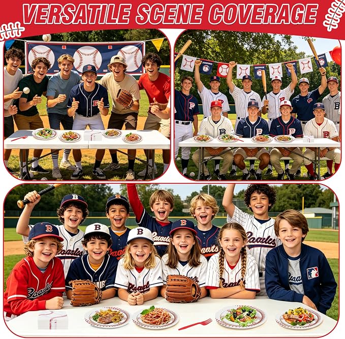 100 Pcs Disposable Baseball Party Tableware Set - Image 5