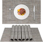 DACHUI Placemats Set of 6, Linen Look Woven Place Mats, Water Resistant, Heat Resistant, Washable, Durable Table Mats (Caramel)