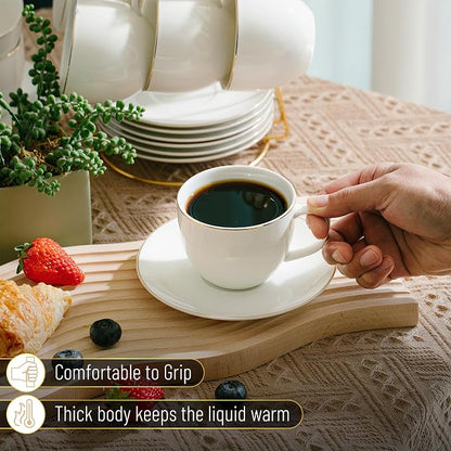 BTaT- Cappuccino Cups with Saucers 8 oz, Dishwasher Safe, Au Lait, Flat White - Image 7