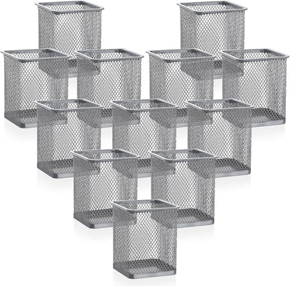 Segarty Pen Cup Holder, 12 Pack Square Silver Pen Holder by Segarty