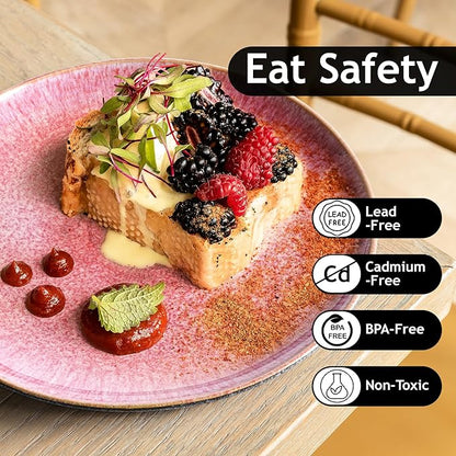 MIAMIO – Set of 6, Dinner Plates, Ceramic Plates, Kitchen plates, Plate Sets – Microwave Safe Plates, Oven and Dishwasher Safe – Las Palmitas Collection