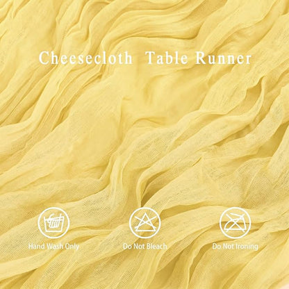 8 Pack Light Yellow Cheesecloth Table Runner 17x108 inch Rustic Gauze Table - Image 3