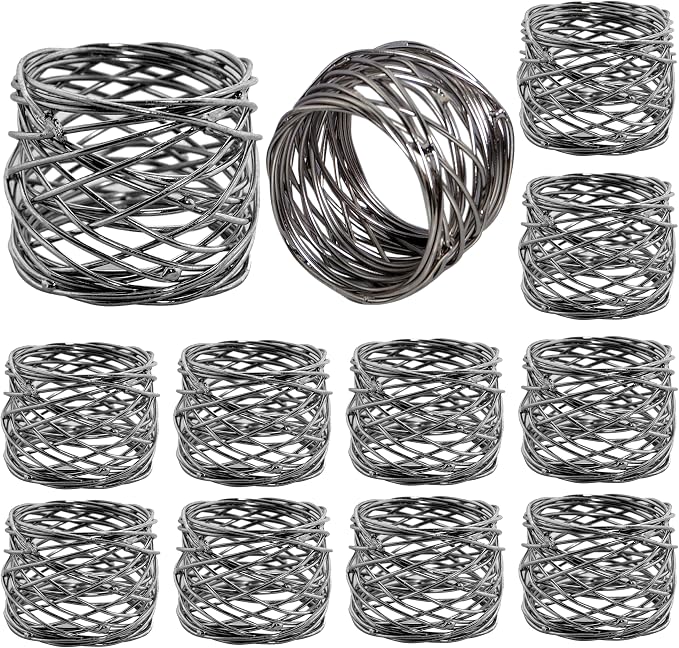 ALPHA Living HOME Napkin Rings-12-Piece Set of Premium 100% Metal, by ALPHALivingHOME