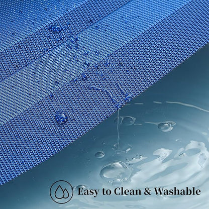 Leetaltree Blue Frame Placemats Set of 8 - Heat Resistant Non-Slip Place mats for Dining Table, Washable Durable PVC Vinyl Woven Table Mats（Blue Frame, 8）