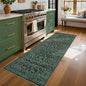 GarveeHome Washable Kitchen Runner Rug, Floral 2x6 Rug for Hallway Non Slip Stain Resistant, Ultra-Thin Boho Soft Hallway Rug Botanical Carpet for Entryway, Laundry Room, Bathroom Dark Green