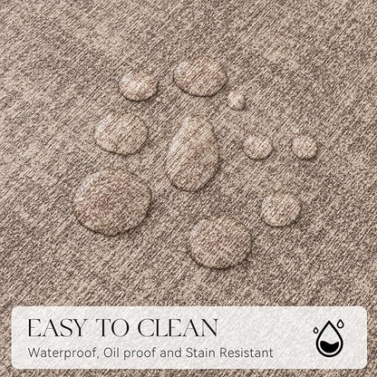 MOSAYT Faux Leather Placemats Set of 12, Heat Resistant Vinyl Place Mats with Coasters, Wipeable Washable 100% Waterproof Oil Proof Table Mat for Kitchen Dining Party Indoor Outdoor, 12" x 17", Khaki