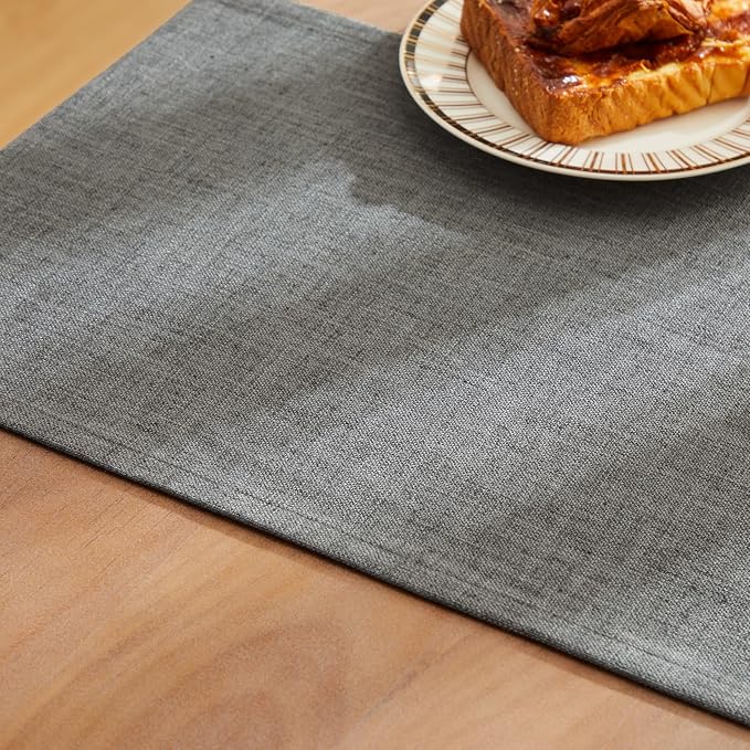 Rustic Cotton Linen Table Runner, 13x72 Inches Dark Grey | Farmhouse Style - Image 6