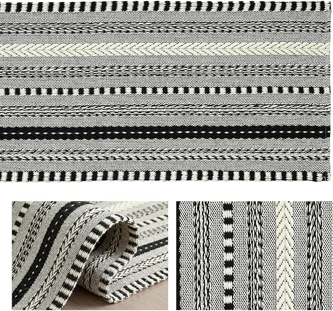 Artoid Mode Black Farmhouse Stripe Braided Table Runner 12x48 Inch | Holiday - Image 6