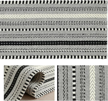 Artoid Mode Black Farmhouse Stripe Braided Table Runner 12x48 Inch | Holiday - Image 6