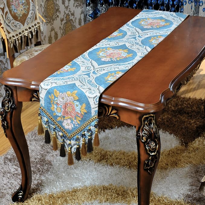 Extra Luxury Velvet Blue Table Runner 120 Inches Long - Image 2