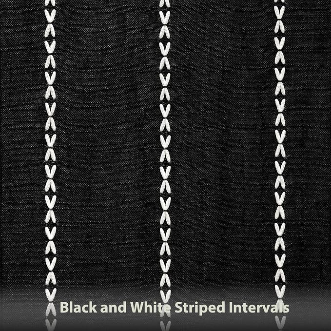 Halloween Black Table Runner 48 Inches Long, Fall Black Embroidered Striped - Image 6