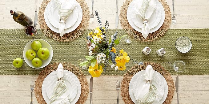 DII Variegated Tabletop Collection, Table Runner3x72, Olive Green - Image 6