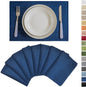 Demetex Navy Blue Place Mats Set of 8 Modern Wipeable Placemats Heat Resistant Table Mats for Holiday Picnic Dinner, 13x19 inch, Navy Blue