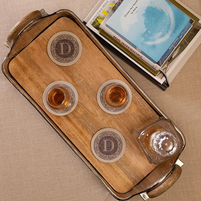 Thirstystone Monogram Natural Sandstone Coaster 4 Pack | 4" Diameter, - Image 2