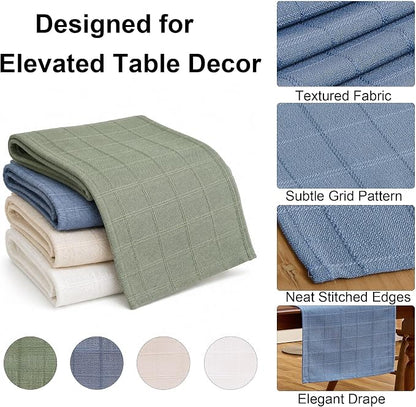 Plaid Table Runner, Woven Grid Pattern, Linen Texture Elegant Dining Table Decor - Image 3