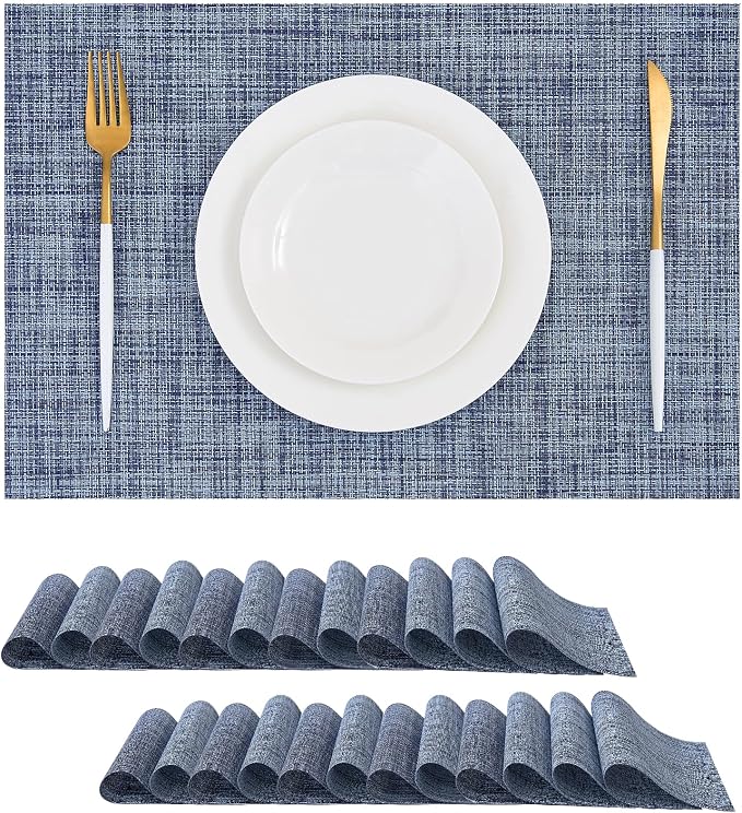 Leetaltree Deep Navy Woven Placemats Set of 24 by Leetaltree-ArtatEveryTable
