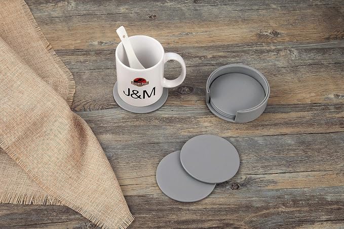 6 Pieces Grey Coasters, Coasters - Image 4