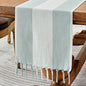 Wracra Linen Table Runner, Stripe Table Runners 108 Inches Long Aque Blue | by Wracra