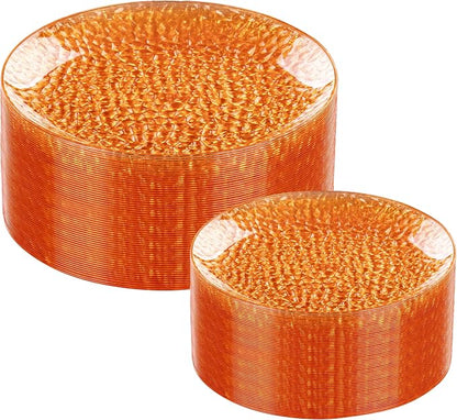 Rubtlamp 100Pcs Orange Plastic Plates, Party Platos Fancy Disposable Platos by Rubtlamp