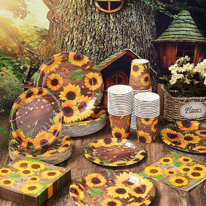 250 Pcs Sunflower Party Decorations Include Spring Summer Floral Paper Plates - Image 3