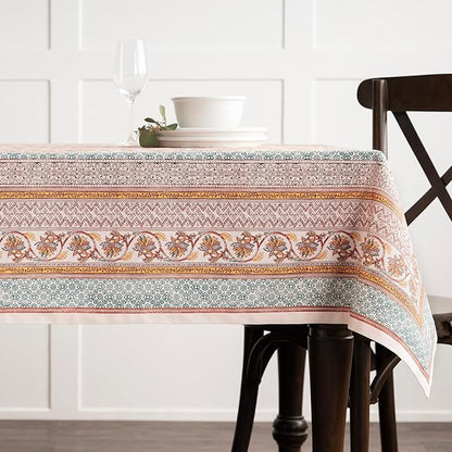 Maison d' Hermine Table Cloth Rectangle Table 100% Cotton 70 x 140 Inches Fall Tablecloth Reusable Everyday Use for Thanksgiving Christmas Decorations Dining Farmhouse Party (Nila)