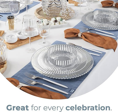 Exquisite 80 Piece Plastic Disposable Plates Set For 40 Guests I 40 X 9 Inch & 40 X 11 Inch Disposable Plastic Plates | Color: Clear | Great for Weddings Parties And Formal Occasions