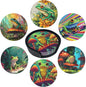 Frog Coasters Leather Round Drink Coasters 6 Pcs Set with Holderor for Cup Drink Coffee Table Bar Home Decor