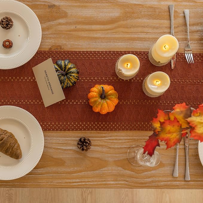 Fall Thanksgiving Boho Macrame Table Runner 12x60 Inch | Woven Burlap Rustic - Image 4