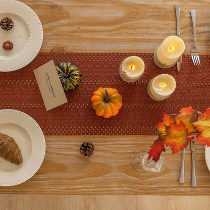 Fall Thanksgiving Boho Macrame Table Runner 12x36 Inch | Woven Burlap Rustic - Image 3