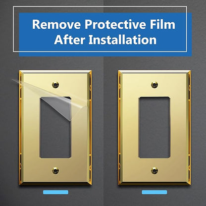 LIDER Reflective Acrylic Decorator Wall Plate, Mirrored Light Switch Plate, Plexiglass Outlet Cover, Acrylic Glass, Oversized 1-Gang 5.25" x 3.44", LWP-31O-AGD5P, Gold, 5 Pack