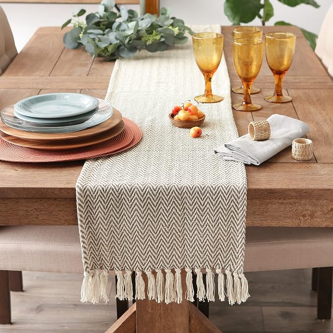 DII Woven Basic Tabletop Collection, Chevron Table Runner, Darn Brown - Image 4