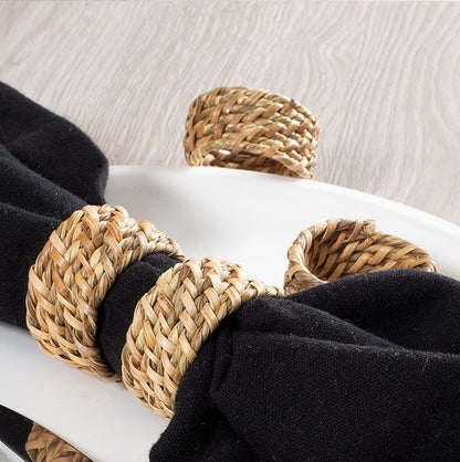 Lightnpro Natural Sea Grass Decorative Napkin Rings Set of 12, Serviette Napkin Rings Bulk for Party Decoration, Table Top Décor for Dinning Table, Everyday, Christmas, Easter Family Gatherings