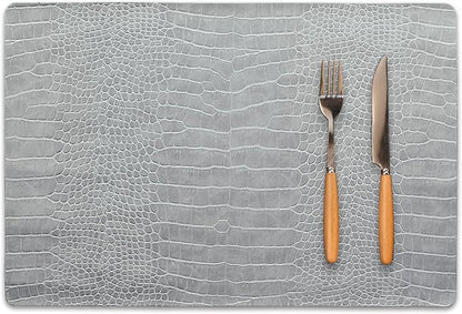 Set of 4 Faux Leather Placemats, PU Table Mats, Waterproof, Stain Resistant, Heat Resistant, Easy to Clean for Kitchen Dining Table,Conference Table