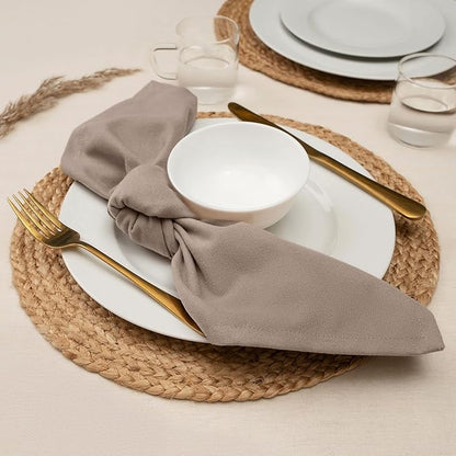 Blue Needles Solid Cloth Napkins Set of 12 Chocolate Brown 100% Cotton Dinner Napkins 18x18 inches - Soft, Reusable, Absorbent, Washable Linen Ideal for Christmas Events, Parties & Everyday Use