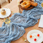 Dusty Blue Cheesecloth Table Runner Boy Baby Shower Decorations | 35x120 Inches by FEXIA