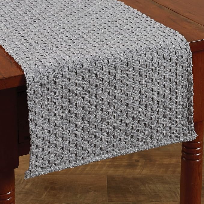 Park Designs Chadwick Table Runner 13" x 36", Mist | Hand-Loomed Yarn | by ParkDesigns