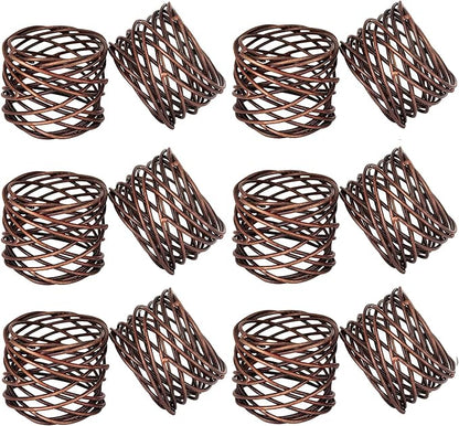 ITOS365 Handmade Copper Antique Round Mesh Napkin Rings Holder by ITOS365