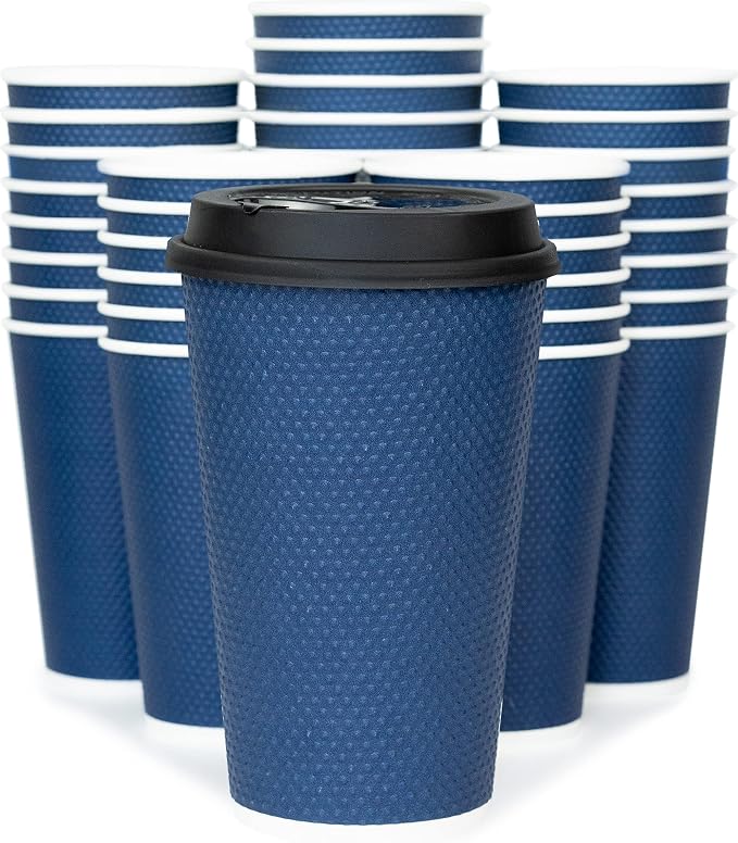To Go Coffee Cups With Lids - 16 oz Disposable Coffee Cup With Lid. Large Togo by Glowcoast