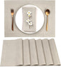 D'Moksha Homes Linen Natural Placemats Set of 6-100% Pure Linen Placemats 14 x 19 Inch for Valentines, Spring, Easter - Handcrafted and Machine Washable