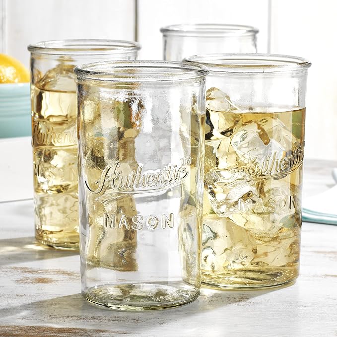 Glaver's Drinking Glasses – Set of 4 Authentic Mason Vintage Glassware – Clear - Image 3
