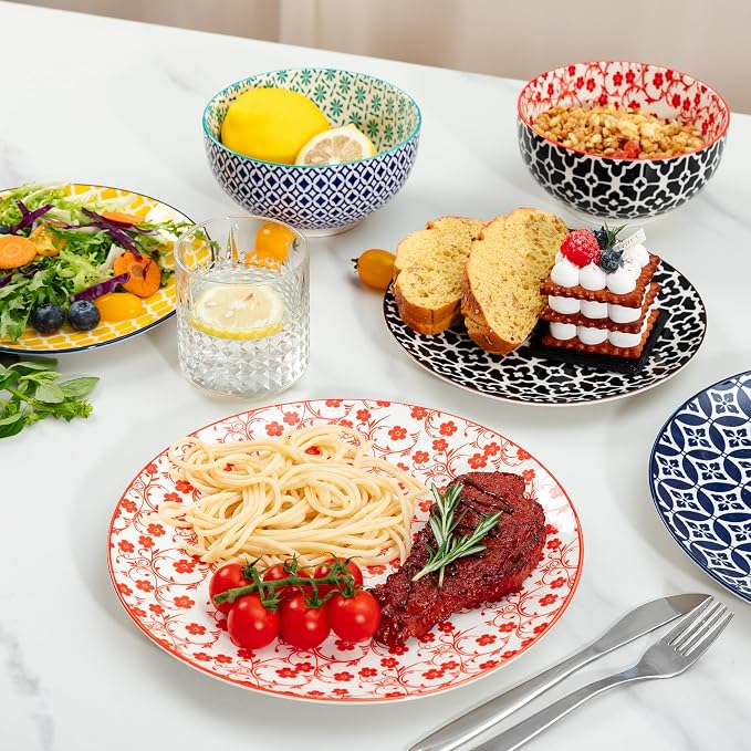 LEHAHA 12 Pieces Ceramic Dinnerware Sets, Porcelain Round Dinner Set - Image 2