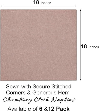 Ruvanti Cloth Napkins Set of 12, 18x18 Reusable, Cloth Washable, Soft & Durable Table Napkins, Polycotton Dinner Napkins for Parties, Christmas, Thanksgiving, Weddings -Rust Dark