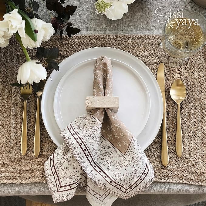 Natural Beige Travertine Napkin Ring - Image 8
