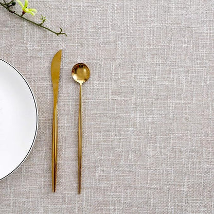 maxmill Flaxy Faux Linen Table Cloth with 2-Tone Slubby Texture Wrinkle Resistant Anti-Shrink Soft Tablecloth for Kitchen Dining Tabletop for Buffet Banquet Parties Rectangle 52 x 70 Inch Linen